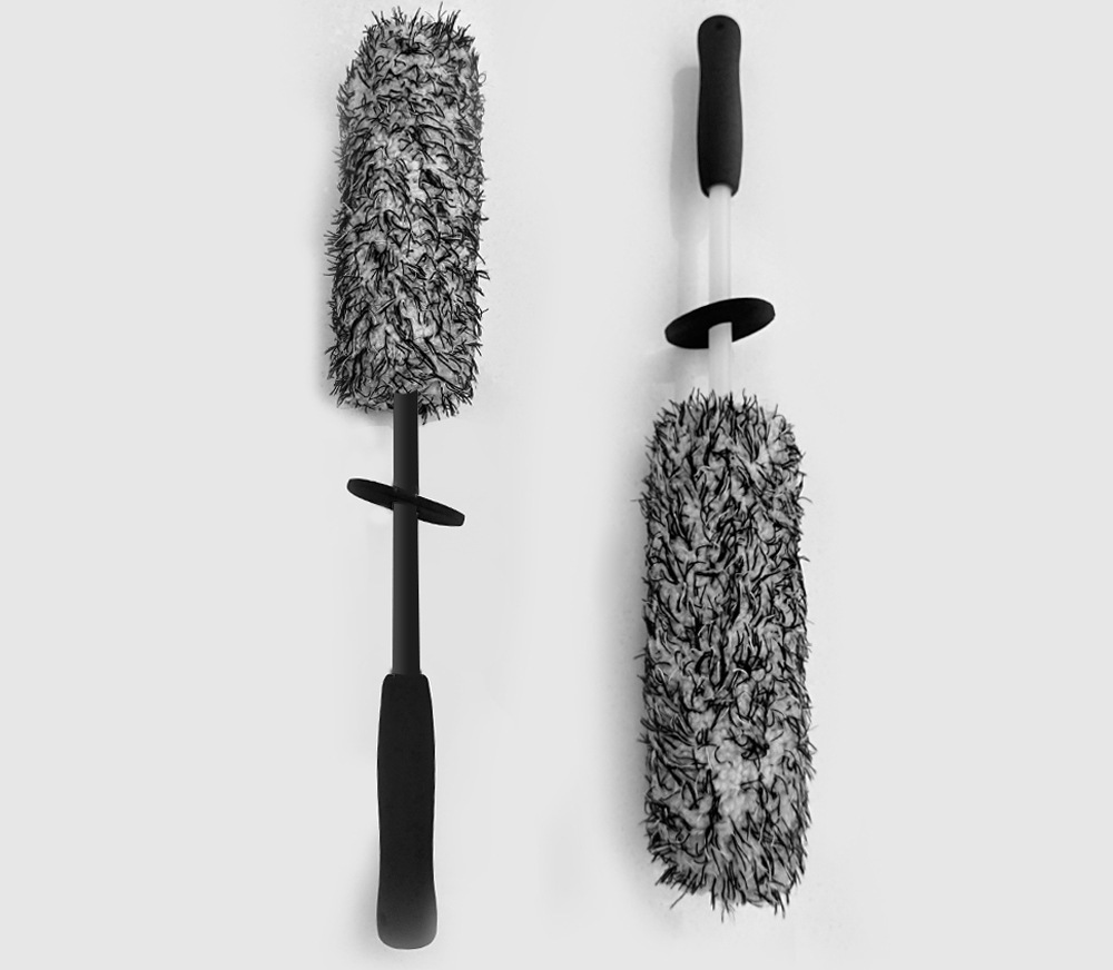 Cross-Border Automotive Long-Haired Plush Microfiber Car Wash Brush Tire Rim Wheel Hub Beauty Cleaning Brush Wheel Hub Brush