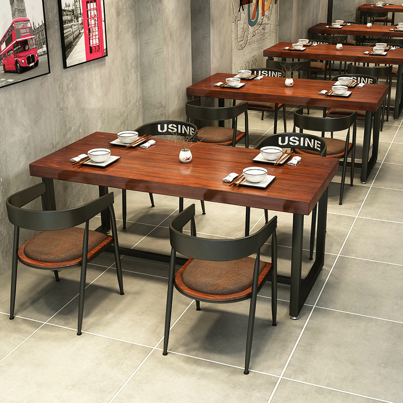 アメリカのレトロなレストランのテーブルと椅子の居酒屋の鍋の実木のテーブルの喫茶店のバーベキューの店のテーブルと椅子のバーの商用のテーブル|undefined