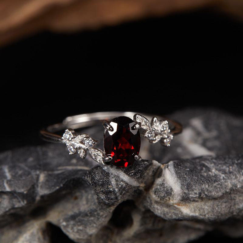 Open Rings Classification 925 Sterling Silver Gem Crystal Leaf Open Rings 925 Sterling Silver Rings