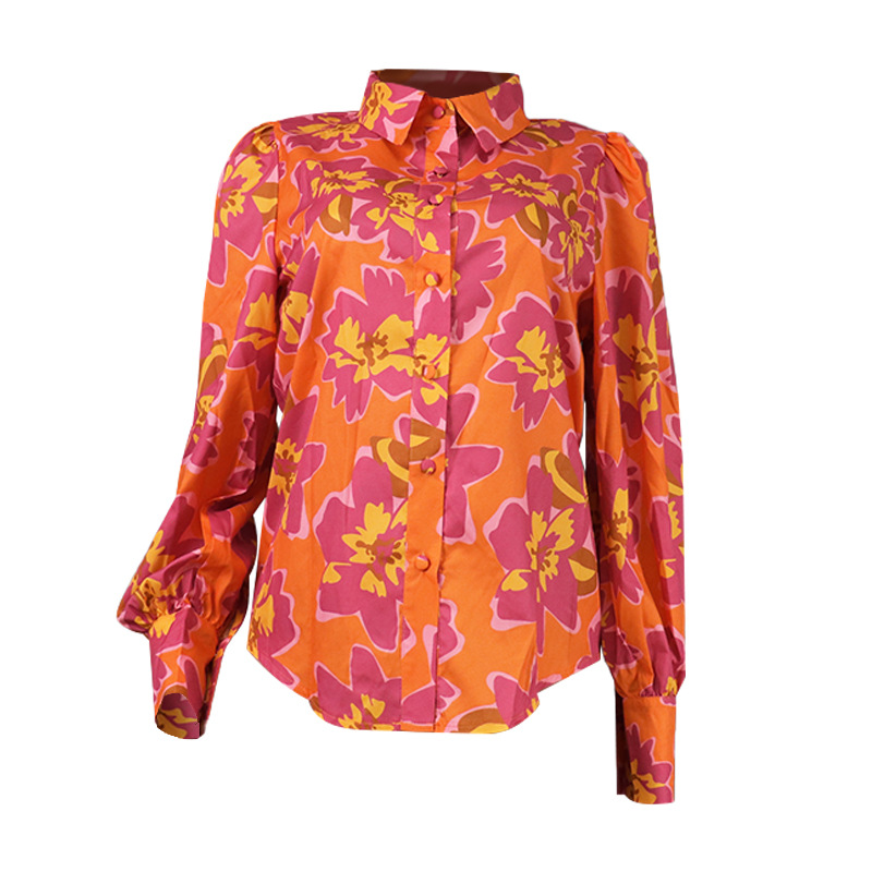 Women's Blouse Long Sleeve Blouses Printing Sexy Color Block display picture 4