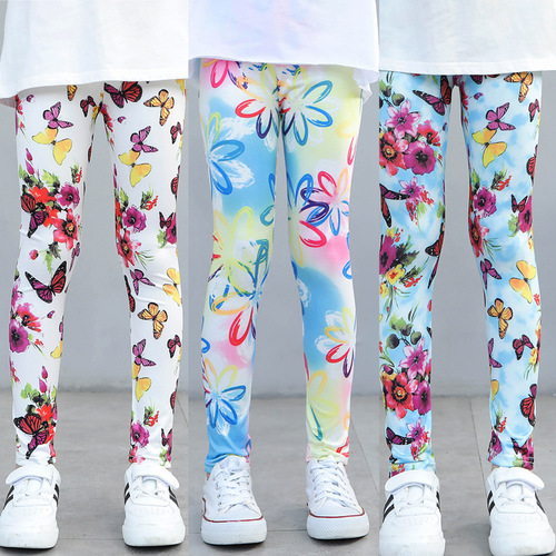 Girl's leggings for spring and autumn, thin children's printed tight pants for babies, Korean-style elastic long pants