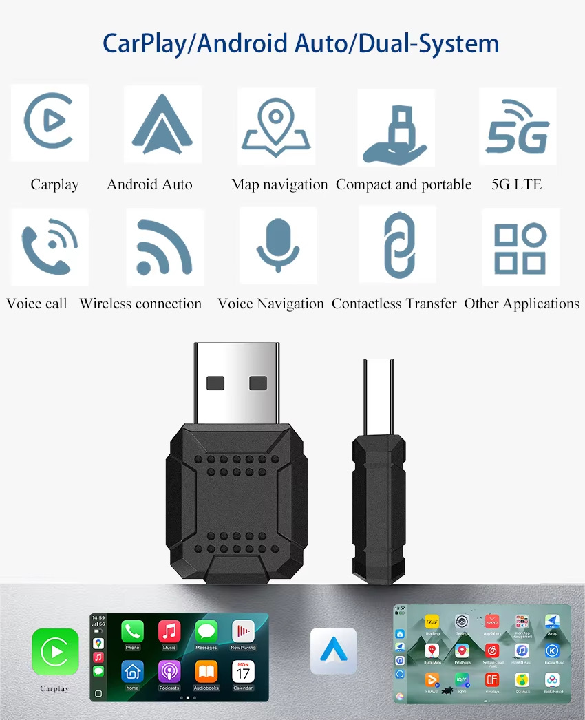 Cross-Border Hot-Selling Compact Wired-To-Wireless Carplay Box for Original Car Systems, Apple Car Interconnect Box