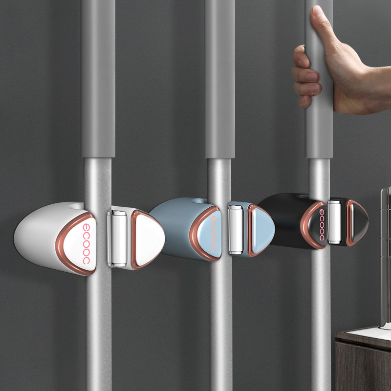 Broom Hook Wall Mount without Drilling, Waterproof Bathroom Mop Storage Rack Adhesive Strong Fixing Hook for Cleaning Brush