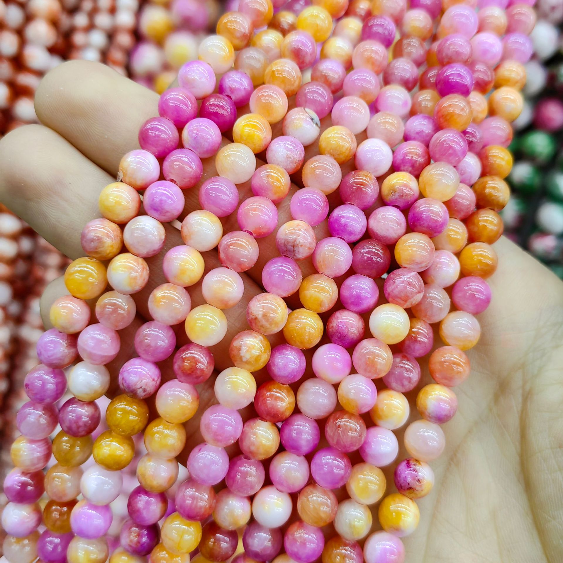 Jade persa natural optimizado multicolor color Calcedonia cuentas redondas cuentas sueltas semiacabados accesorios de joyería de DIY al por mayor image 3