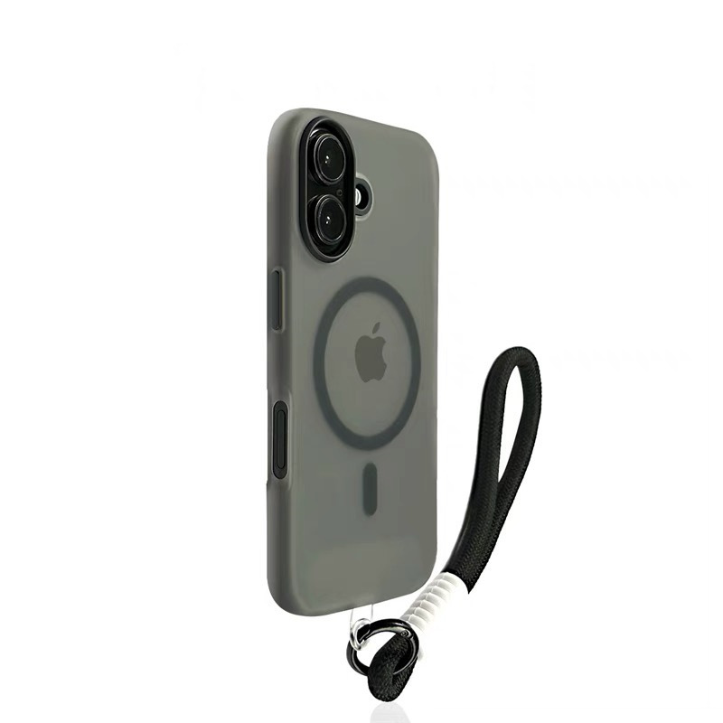 适用苹果17手机壳果冻磁吸iPhone16promax肤感磨砂带挂绳手绳简约|undefined