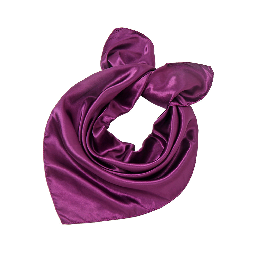 Women's Fashion Solid Color Satin Sewing Silk Scarves display picture 25