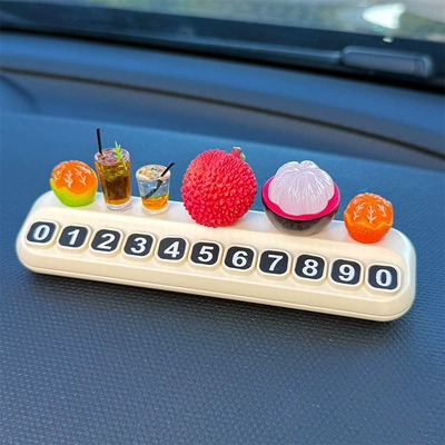 Nömrəli dayanma kartı Sign New Model Car Moving - half-peeled-mangosteen-lychee-2-small-oranges-ice-american-style-lemon-tea-white-large-number-parking-sign
