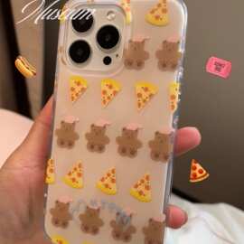 小熊披萨可爱复古双层工艺手机壳iphone14promax苹果18/12/16