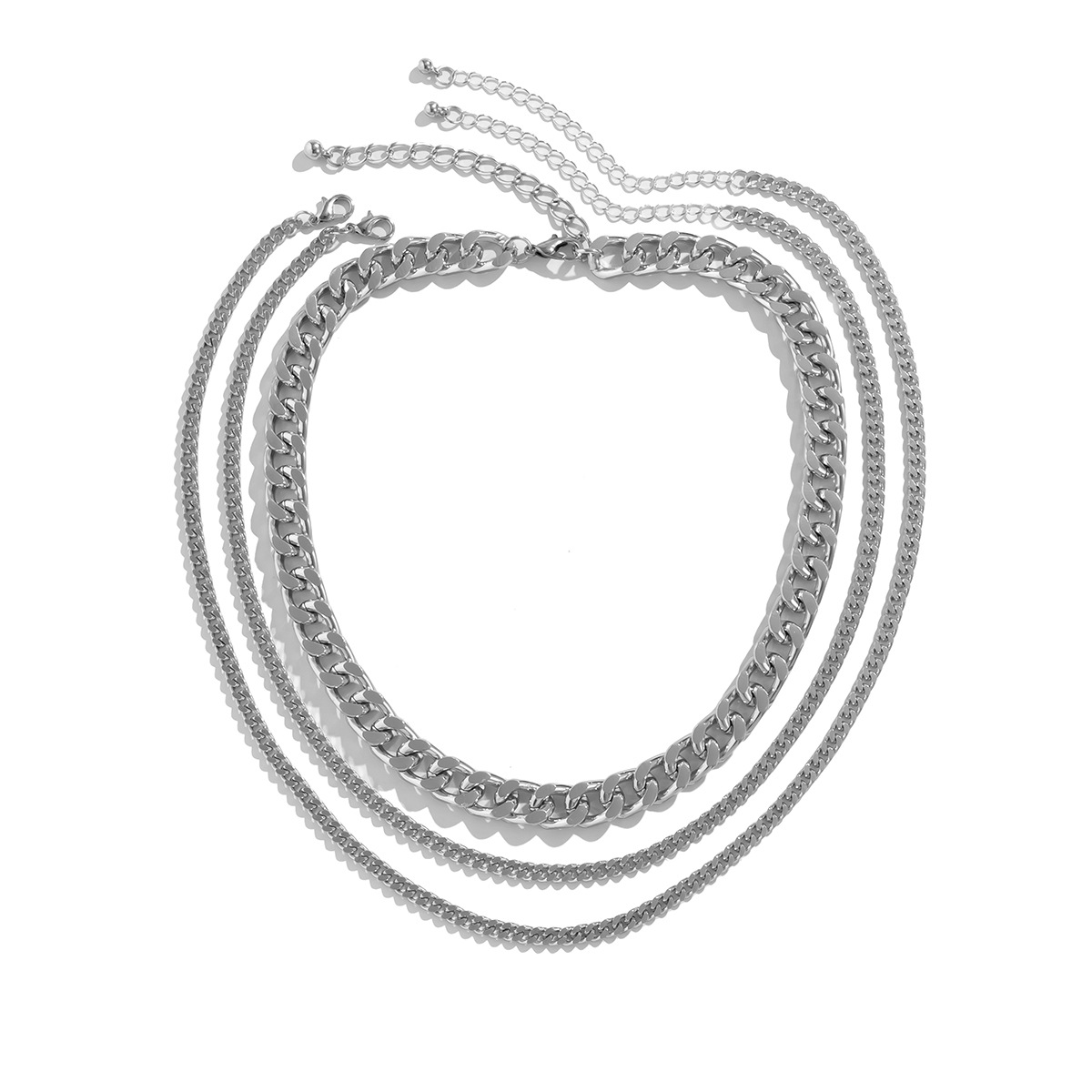 Collier à pampilles géométriques en métal punk avec chaîne croisée pour femme_voghion.com
