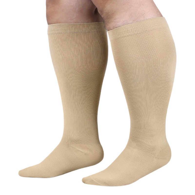 体型の大きい方のための越境加圧スポーツソックス、太った方のための膝上丈のロングソックス、強力な圧縮弾性の肥満者用スポーツソックス