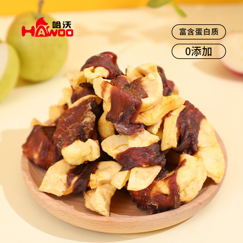 Havo Youwei Life Pet Pet Dog Snack Teddy Bear Golden Molars Packs, carne de pato alrededor de manzanas, comida seca para perros