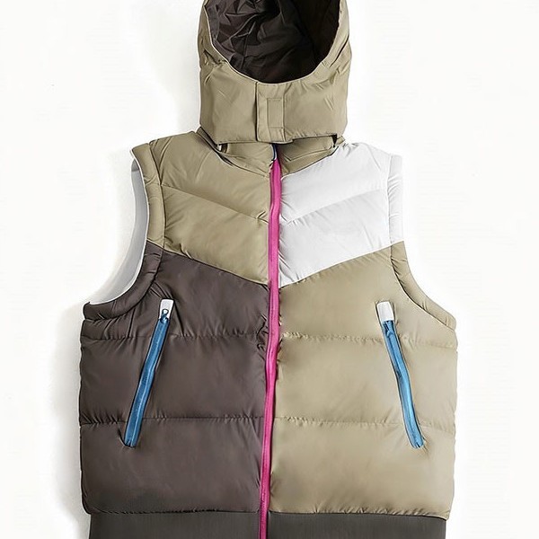 Cross-border foreign trade sports and leisure autumn and winter cotton vest, thickened and warm, sleeveless, hooded, reversible, with embroidered logo