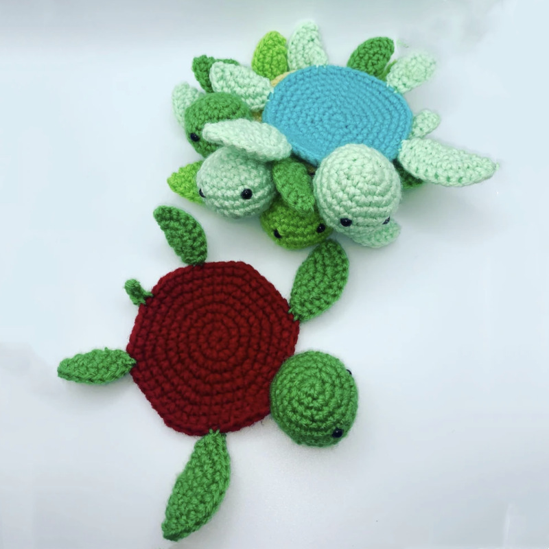 Posavasos de Ganchillo Hechos a Mano de Estilo Nuevo Transfronterizo, Lindos Posavasos de Tortuga, Producto Terminado, Aislante de Calor para Escritorio, Mantel Individual para Tazas