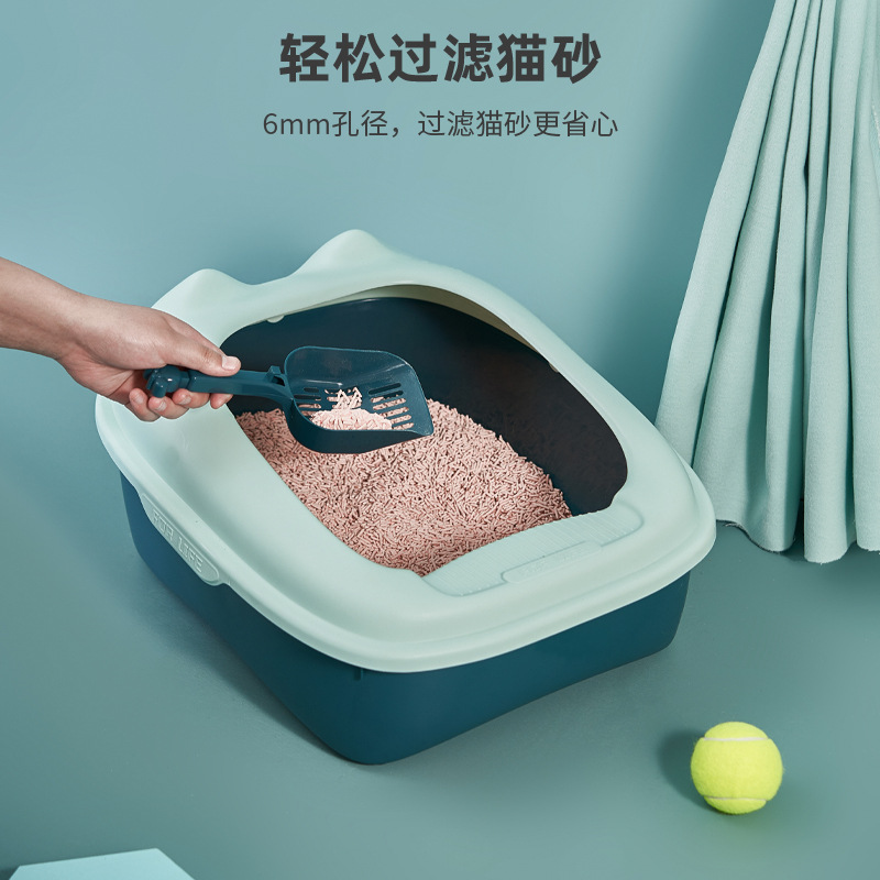 Caja de arena para gatos semicerrada a juego de color de cabeza de gato al por mayor caja de arena para gatos grande mascota a prueba de salpicaduras gato inodoro suministros para mascotas