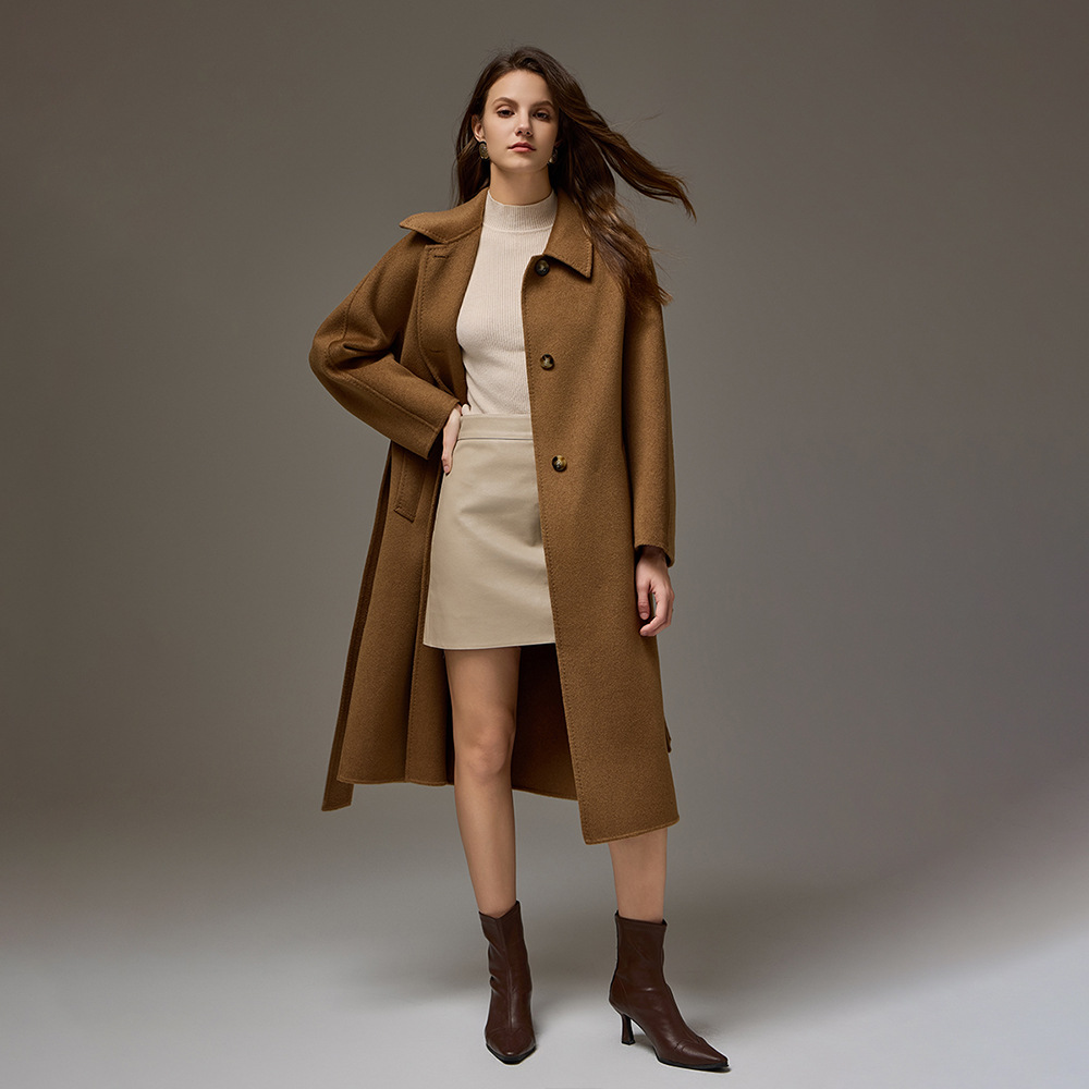 Three cashmere coats, classic Italian craftsmanship, double-faced wool coats, women's autumn/winter new style, square neck.