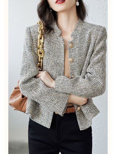 Design-oriented small Shalimar-style women's autumn women's rough wool short item 2025 autumn women's fashion versatile top