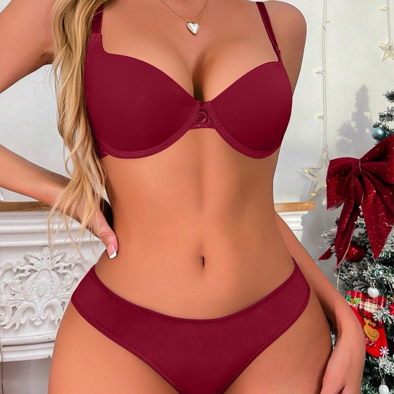 Lace Bra Cross-Border [Lace Push-Up Underwire Bra] Comfortable Breathable Lace Panty Set