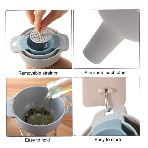 Plastic funnel 4-piece set 4-in-1 multifunctional wine funnel set kitchen pouring oil leakage liquid kitchen gadget