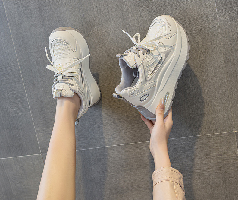 Giày sneaker nữ đế dày tăng chiều cao phong cách cổ điển — Xám 5032, Vàng 5032 chi tiết 12