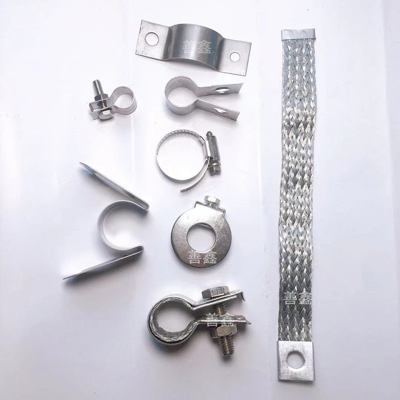 碳化硅加热管导电带铝丝编织带定制不锈钢铝编连接带卡块