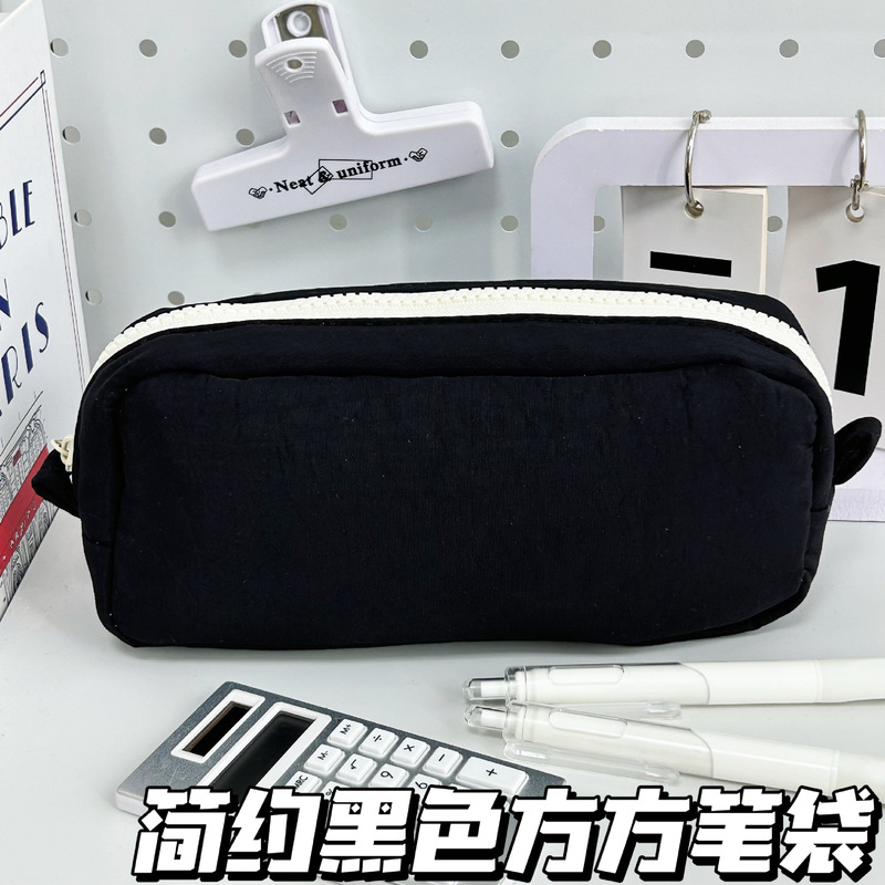 简约纯色系小方块笔袋ins高颜值文具盒大容量多隔层收纳袋铅笔袋|undefined