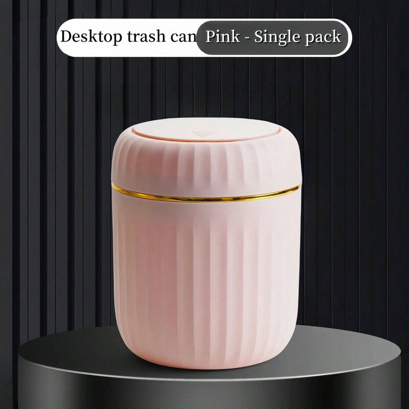 Light Luxury Push-Type Desktop Trash Can, Creative Small Coffee Table, Office Living Room, Study Room with Lid Trash Can