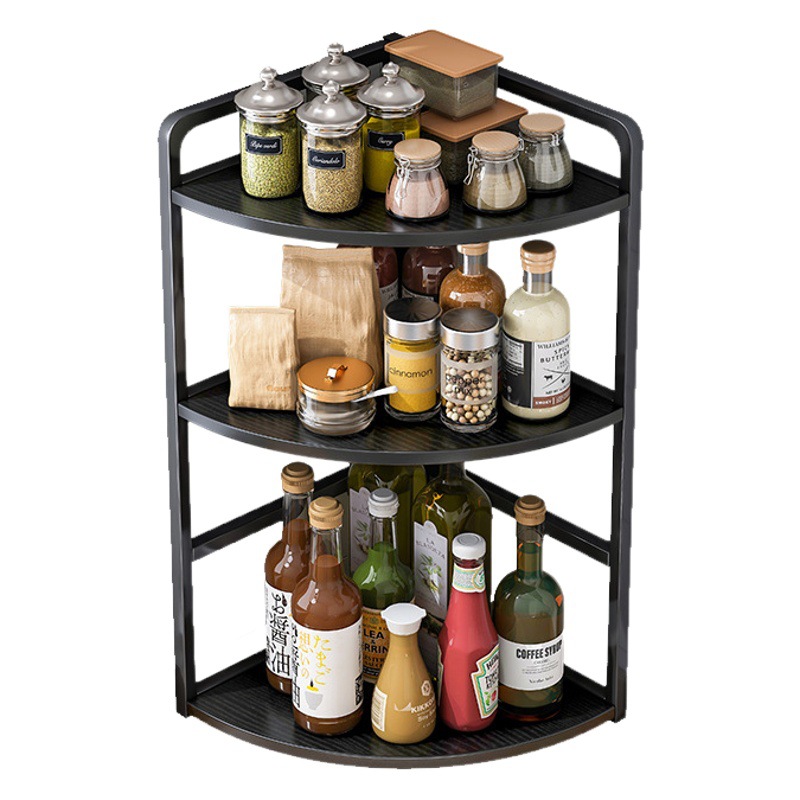 Esquina cocina condimento almacenamiento rack hogar Mesa triángulo condimento aceite sal salsa vinagre condimento almacenamiento rack