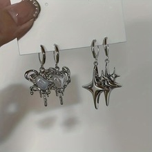 欧美跨境爱心星星四芒星耳坠耳环高级感简约轻奢秋冬耳饰女批发