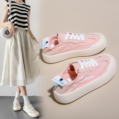 Summer New Breathable White Shoes Casual Big Toe Shoes Versatile Korean Style Sneakers Thick Soled Platform Shoes Women R618