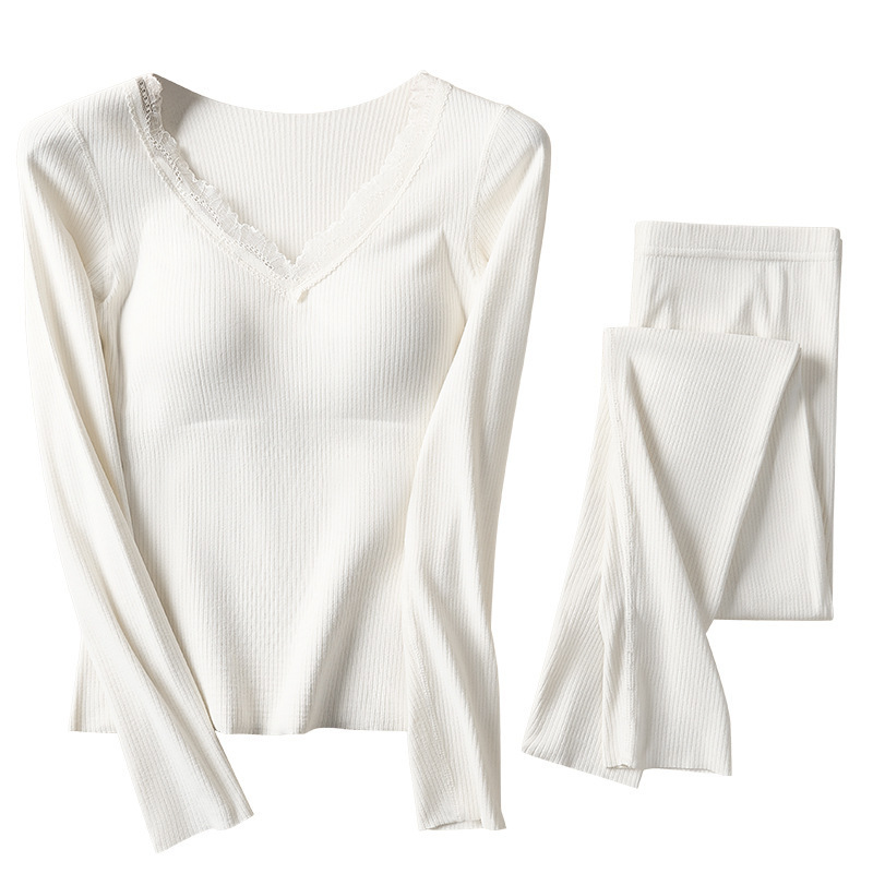 Finnafu serie de ropa interior casera de cachemira de cachemira para damas engrosadas en invierno y invierno