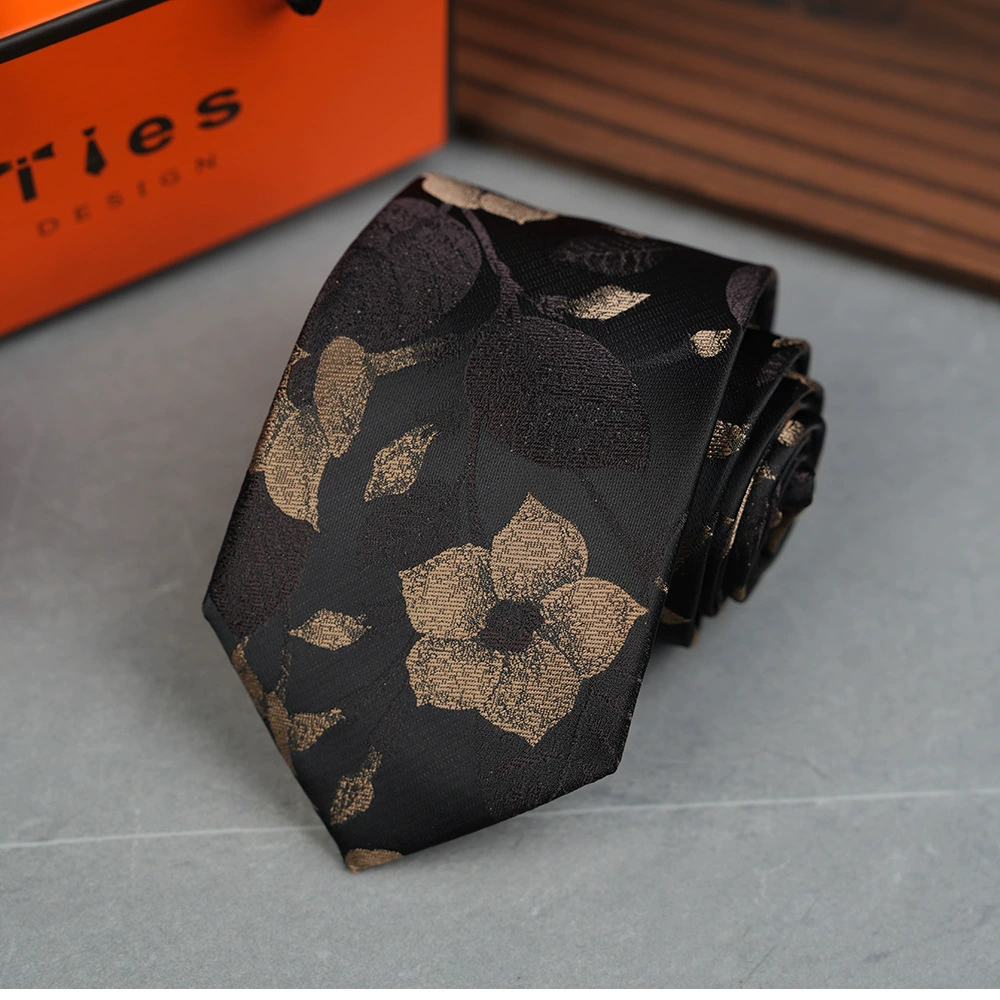 Retro Flowered Tie, Classic Leisure Accessory, 8 cm Width, Patterned Jacquard