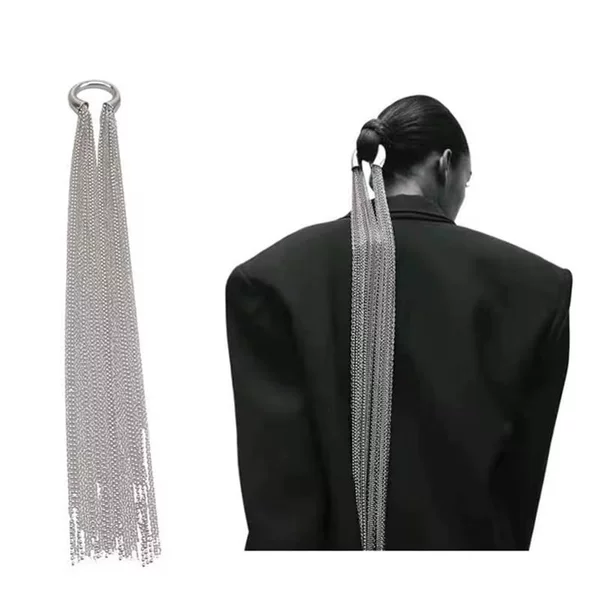 European and American cross-border exaggerated long hair chains, multi-layered tassel hair accessories for women, high-end and stylish hair ornaments, new trendy hair clips