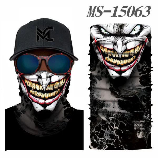 Cross-border digital printing ghost face skull clown magic towel party props outdoor cycling sports sunscreen face towel