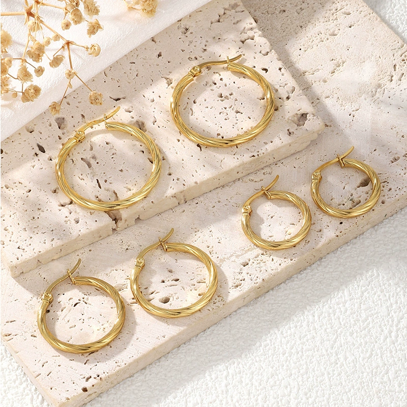 Net Red Wind Простые круглые серьги из нержавеющей стали