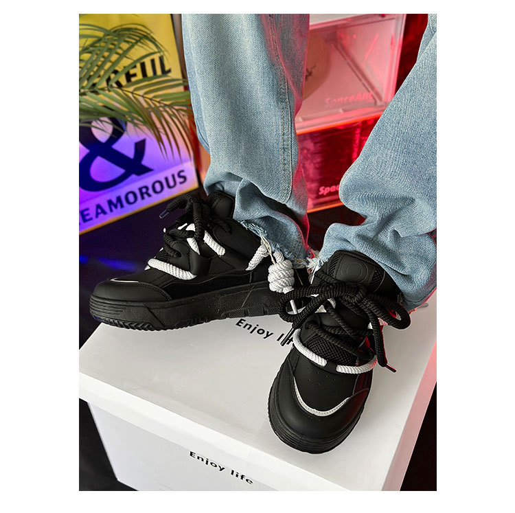 Schwarze Samurai Skaterschuhe Freizeitsneaker Für Herren_voghion.com