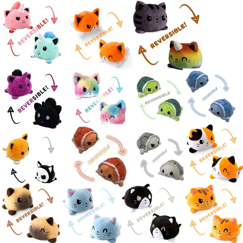 Reversible Flip Cat Turtle Plush Toy Soft Cute Animal Flip Unicorn Cat Doll Wholesale
