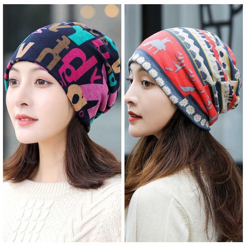 Sombrero calvo de otoño y invierno de doble capa, sombrero de luna, algodón transpirable, sombrero de dormir caliente para la madre