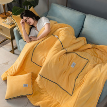 高档商务可收纳水晶绒抱枕被子两用二合一出差旅游高铁空调被批发