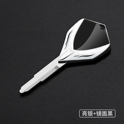 Motorcycle metal key blank suitable for Kawasaki KLR650 ZRX1100/ZRX1200 W400 W650 (Motorcycle Key) - bright-silver-mirror-black-cq-036
