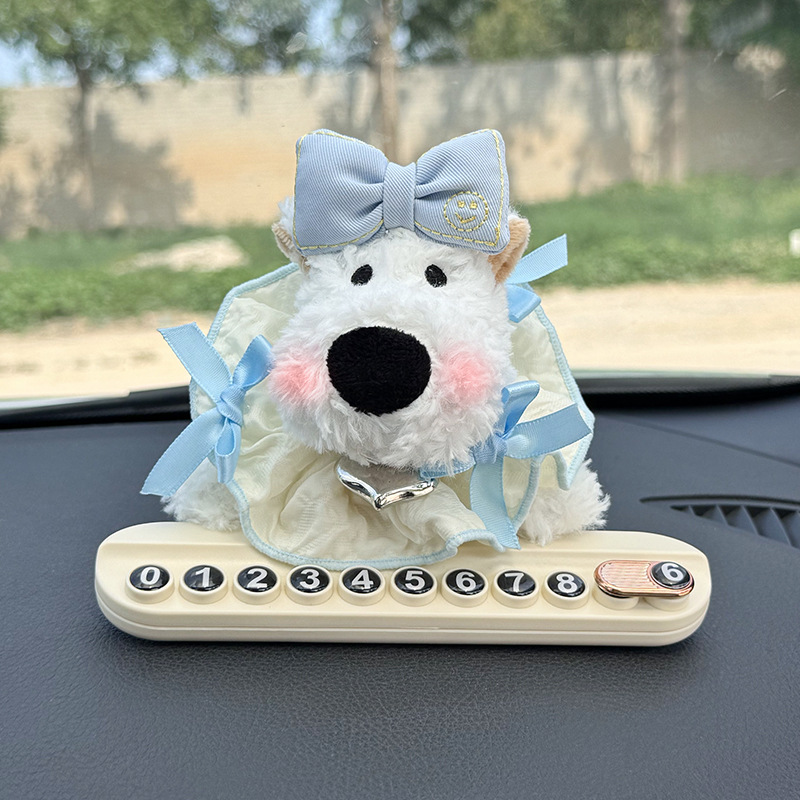 Placa de estacionamiento temporal encantadora muñeca de West Highland de alta calidad decoración de automóviles accesorios móviles tarjeta telefónica niñas