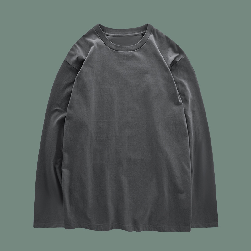 Solid color basic style: 2022 Autumn new collection, pure cotton soft and skin-friendly base, pure cotton long-sleeved T-shirt, trendy top for men pic 14