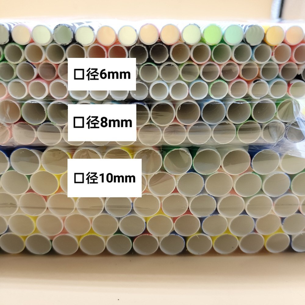 10mm gran diámetro perla leche té paja desechable degradable durable papel plano tubo recto papel paja