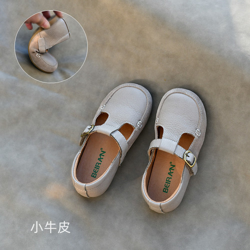 Girls Genuine Leather Children's Shoes Spring and Autumn Single Shoes Campus Black Leather Shoes  New Baby Trendy Shoes Soft Cowhide Trendy
