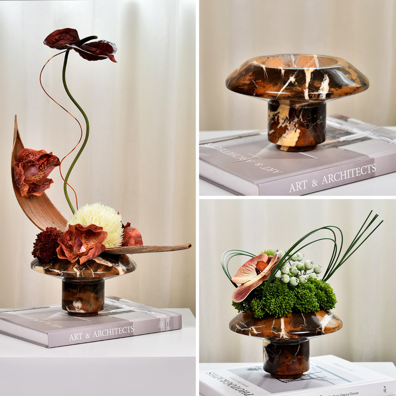 Light Luxury Modern Minimalist Marble Flower Vessel Handmade Flower Arrangement Moss Pot Combination Soft Decoration for Homestay Clubhouse Tabletop Display Light Luxury Modern Minimalist Marble Flower Vessel Handmade Flower Arrangement Moss Pot Combination Soft Decoration for Homestay Clubhouse Tabletop Display