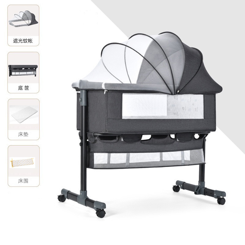 Cama multifuncional para recién nacidos, cama grande, cama para bebés, cuna plegable, elevación móvil y portátil image 38