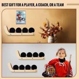 木质曲棍球收纳架木制冰球展示架曲棍球展示壁挂架木质冰球展示架