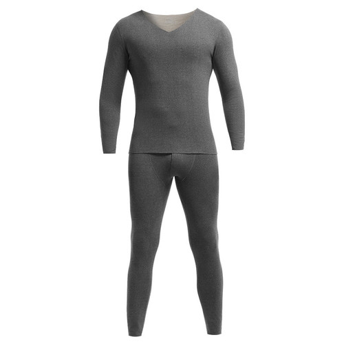 Men's autumn clothes and autumn trousers set plus velvet thickened bottoming shirt slim fit boys' seamless cold-proof thermal underwear autumn and winter
