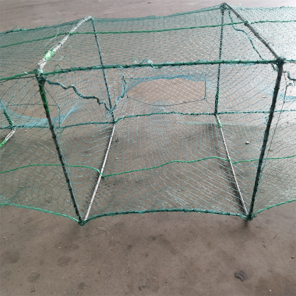 36-Sección 4-Strand 12m polietileno de alta densidad tejida Camarón jaula cangrejos cría caja neta negrita jaula de pescado anudada red