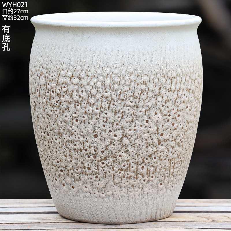 大口径植木鉢、大型家庭用リビングルーム盆栽、金のなる木鉢、通気性のある陶器の植木鉢|undefined