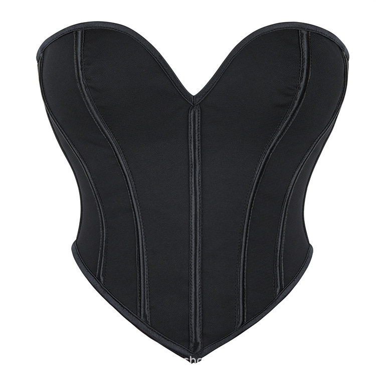 New Black Matte Texture Tube Top for Women, Sexy Court-Style Top, Shapewear, Fishbone Corset, Small Vest for Women